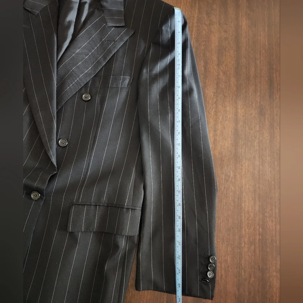 Brioni 42/52R 100% Wool Double Breasted pinstripe Suit Jacket - Picture 6 of 12